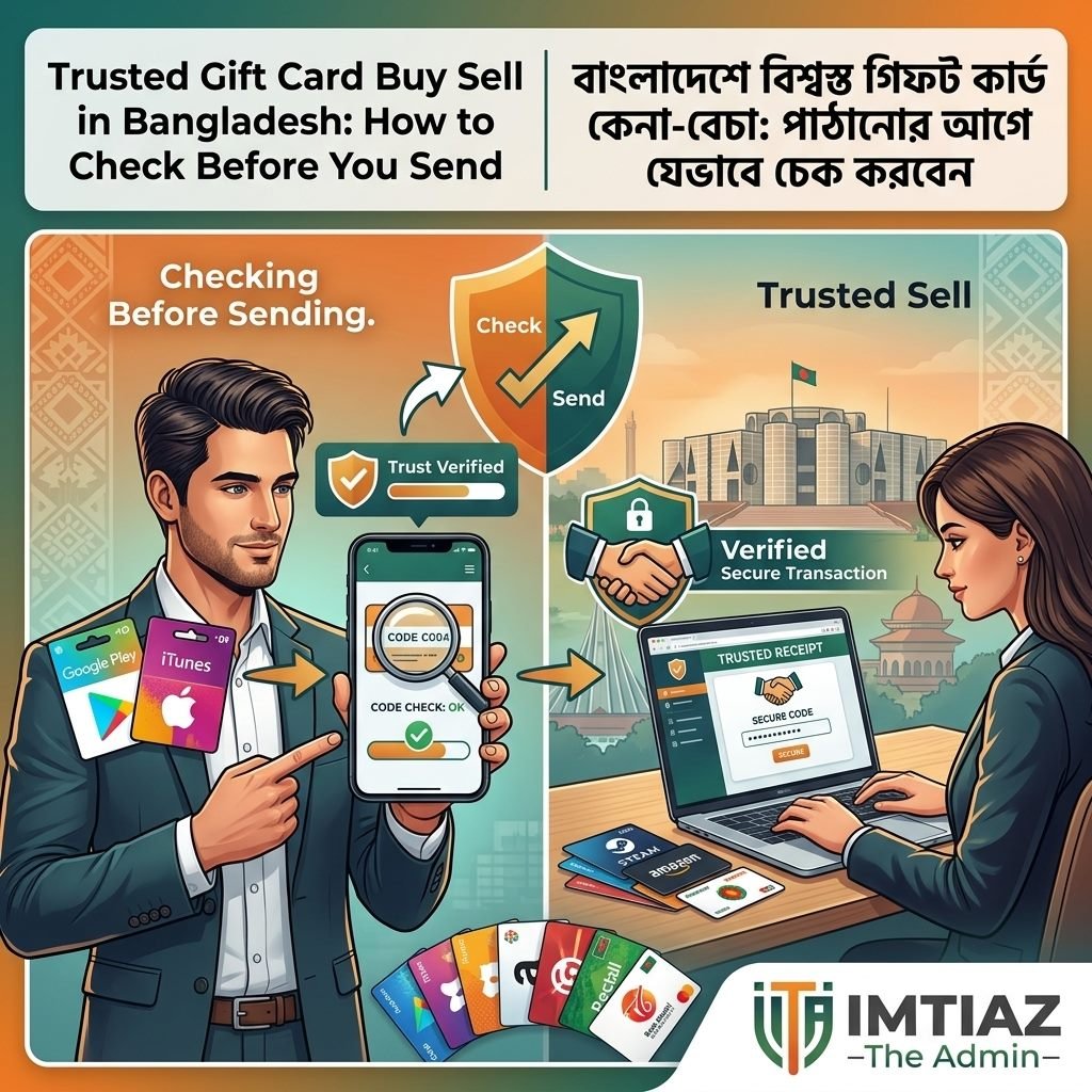 Checking a gift card code before sending it to a trusted buyer in Bangladesh